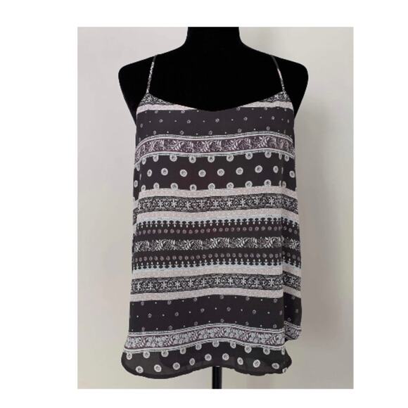 LOFT Spaghetti strap gray black  purple stripe tank XS - Picture 1 of 5